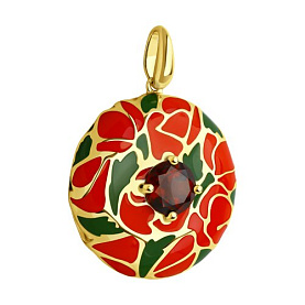 Подвеска Diamant - Серебро 925, Синтетический гранат, Эмаль (арт. 93-330-01661-1)