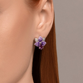Серьги SOKOLOV - Серебро 925, Аметист, Фианит, Эмаль (арт. 92022995)