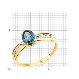 Кольцо SOKOLOV - Золото 375, Топаз лондон, Фианит (арт. 37715486)