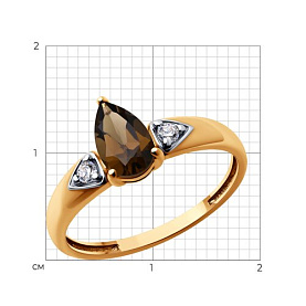 Кольцо SOKOLOV - Серебро 925, Раухтопаз, Фианит (арт. 92014505)