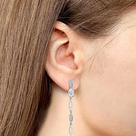 Серьги Аквамарин - Серебро 925, Фианит (арт. 400888А.5)