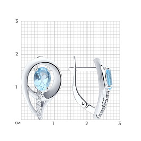 Серьги Diamant - Серебро 925, Топаз, Фианит (арт. 94-320-00551-1)