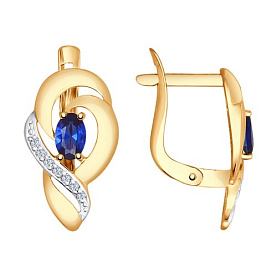 Серьги SOKOLOV - Золото 375, Синтетический сапфир , Фианит (арт. 37724800)