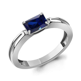 Кольцо Аквамарин - Серебро 925, Синтетический сапфир (арт. 600356Н.5)