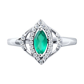 Кольцо SOKOLOV - Серебро 925, Агат, Фианит (арт. 92011842)