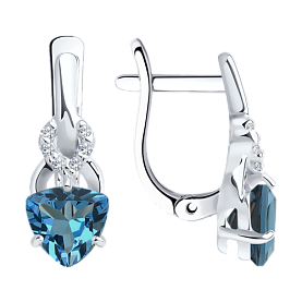 Серьги SOKOLOV - Серебро 925, Топаз лондон, Фианит (арт. 92021178)