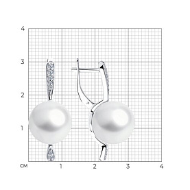Серьги SOKOLOV - Серебро 925, Жемчуг имитация, Фианит (арт. 94025827)