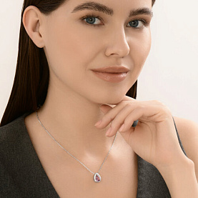 Колье SOKOLOV - Серебро 925, Аметист, Фианит (арт. 92070111)