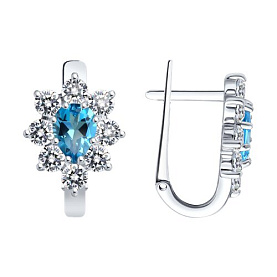 Серьги SOKOLOV - Серебро 925, Топаз, Фианит (арт. 92022984)