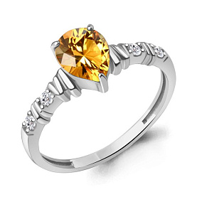 Кольцо Аквамарин - Серебро 925, Фианит, Цитрин (арт. 65032706А.5)