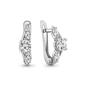 Серьги Аквамарин - Серебро 925, Фианит (арт. 400163.5)