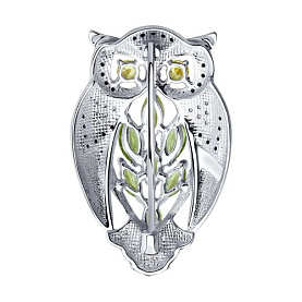 Брошь SOKOLOV - Серебро 925, Фианит, Хризолит (арт. 92040070)