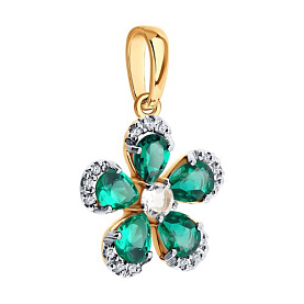 Подвеска SOKOLOV - Золото 585, Синтетический изумруд, Фианит (арт. 733081)