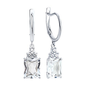 Серьги SOKOLOV - Серебро 925, Горный хрусталь, Фианит (арт. 92023184)
