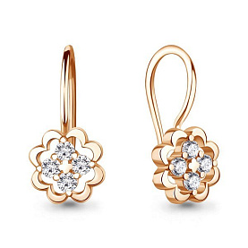 Серьги Аквамарин - Серебро 925, Фианит (арт. 400988А.6)