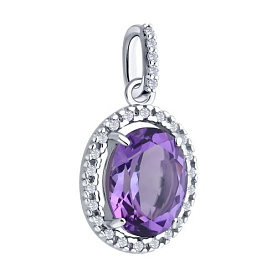 Подвеска Diamant - Серебро 925, Аметист, Фианит (арт. 94-330-02647-2)