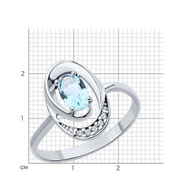 Кольцо Diamant - Серебро 925, Топаз, Фианит (арт. 94-310-02686-2)