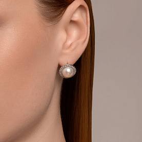 Серьги SOKOLOV - Серебро 925, Жемчуг культивированный, Фианит (арт. 92022957)