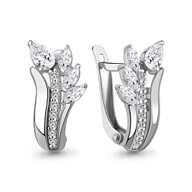 Серьги Аквамарин - Серебро 925, Фианит (арт. 400166А.5)