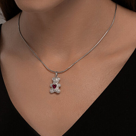 Подвеска SOKOLOV - Серебро 925, Синтетический рубин, Фианит (арт. 94033253)