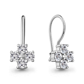 Серьги Аквамарин - Серебро 925, Фианит (арт. 400993А.5)