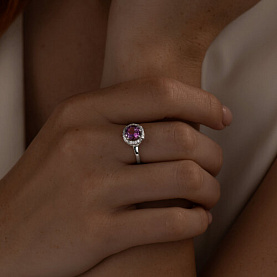 Кольцо SOKOLOV - Серебро 925, Аметист, Фианит (арт. 92011518)