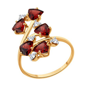 Кольцо SOKOLOV - Серебро 925, Гранат, Фианит (арт. 92014570)