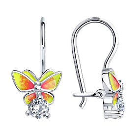 Серьги SOKOLOV - Серебро 925, Фианит, Эмаль (арт. 94021195)