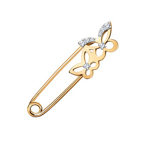 Булавка Атолл - Золото 585, Фианит (арт. 7207)