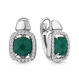 Серьги Аквамарин - Серебро 925, Агат, Фианит (арт. 45009909А.5)