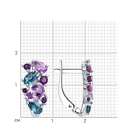 Серьги SOKOLOV - Серебро 925, Аметист, Топаз лондон, Фианит (арт. 92022721)