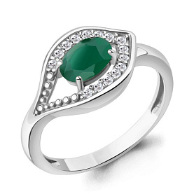 Кольцо Аквамарин - Серебро 925, Агат, Фианит (арт. 65032409А.5)