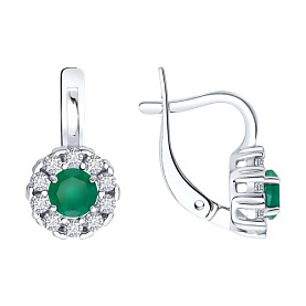 Серьги SOKOLOV - Серебро 925, Агат, Фианит (арт. 92023182)