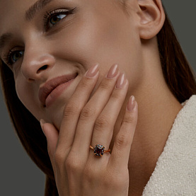 Кольцо SOKOLOV - Серебро 925, Гранат, Синтетический рубин, Фианит (арт. 92014867)