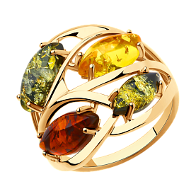 Кольцо Diamant - Серебро 925, Янтарь пресс. (арт. 93-310-00442-1)