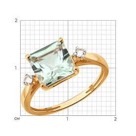 Кольцо SOKOLOV - Золото 585, Горный хрусталь, Празиолит (арт. 717389)