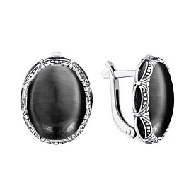 Серьги KRASNOE - Серебро 925, Синтет. кошачий глаз (арт. 2340265142-21)