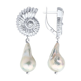 Серьги Diamant - Серебро 925, Жемчуг культивированный (арт. 94-321-00018-1)