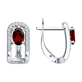 Серьги SOKOLOV - Серебро 925, Гранат, Фианит (арт. 92023277)