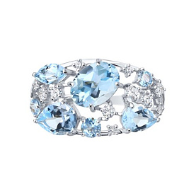 Кольцо SOKOLOV - Серебро 925, Топаз, Фианит (арт. 92010219)