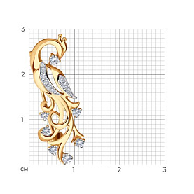 Брошь SOKOLOV - Золото 375, Фианит (арт. 040326-4)