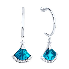 Серьги Diamant - Серебро 925, Фианит, Эмаль (арт. 94-122-02298-2)