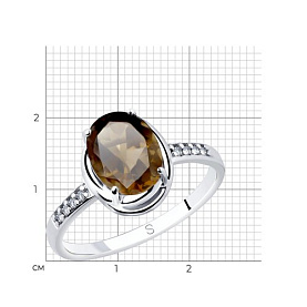 Кольцо SOKOLOV - Серебро 925, Раухтопаз, Фианит (арт. 92011770)