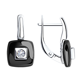 Серьги Diamant - Серебро 925, Керамика, Фианит (арт. 94-120-01278-1)