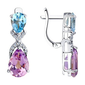 Серьги SOKOLOV - Серебро 925, Аметист, Топаз, Фианит (арт. 92021409)