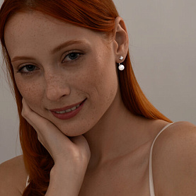 Серьги SOKOLOV - Серебро 925, Жемчуг имитация, Фианит (арт. 94025832)