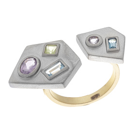 Кольцо Мастер Клио - Серебро 925, Аметист, Перидот, Топаз (арт. 35К158088)