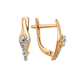 Серьги ЮФ Династия - Золото 585, Фианит (арт. 004982-1102)