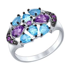 Кольцо SOKOLOV - Серебро 925, Аметист, Топаз, Фианит (арт. 92011408)
