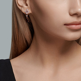 Серьги SOKOLOV - Серебро 925, Раухтопаз, Фианит (арт. 92022888)